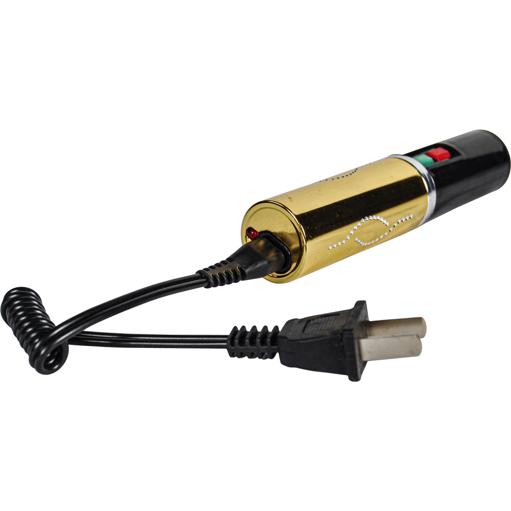 25,000,000 Volt Rechargeable Lipstick Stun Gun with Flashlight, gold view 3